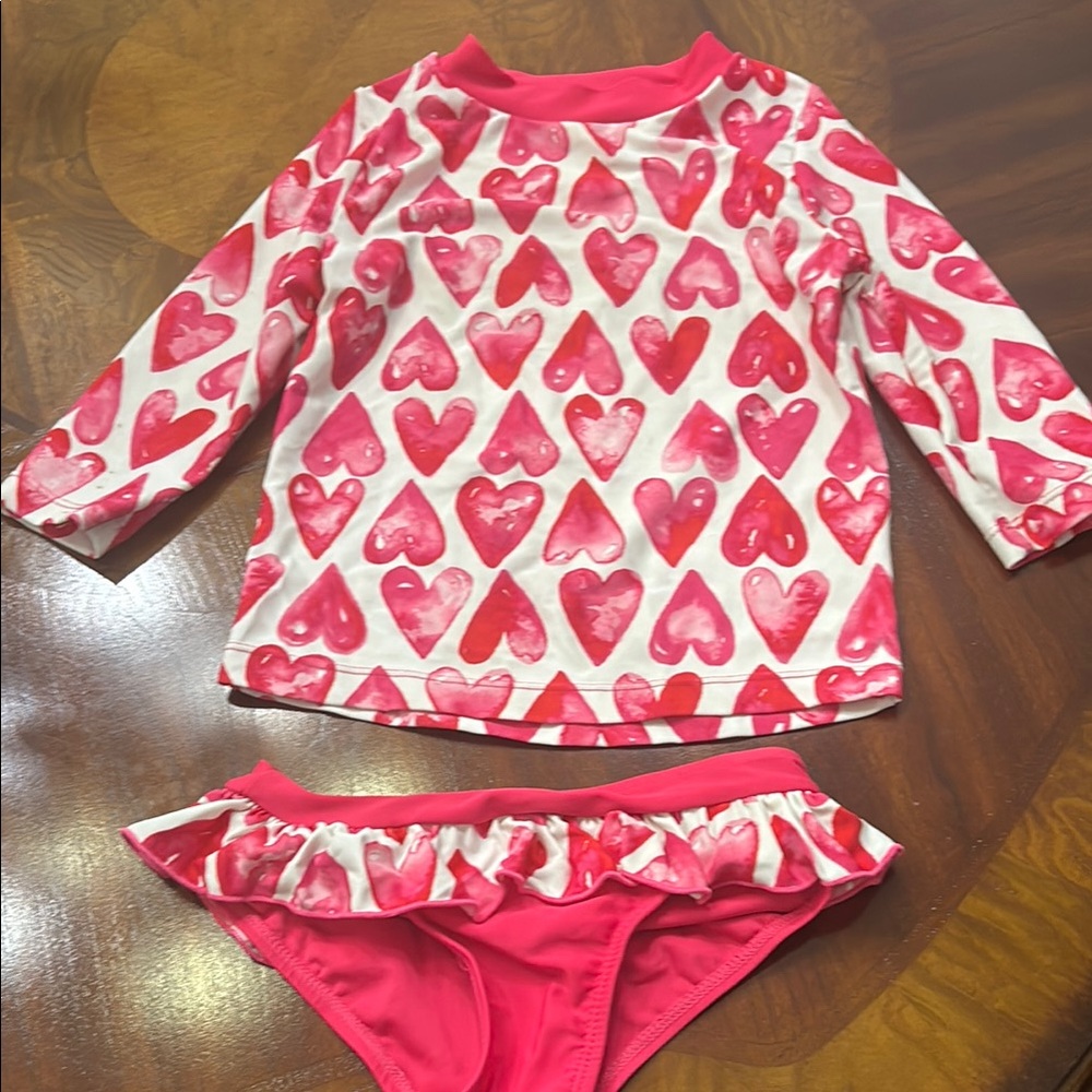 Floatimini Pink and Red Rashguard Swim Set - Picture 10 of 13